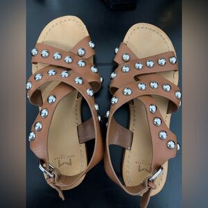 Marc Fisher Brown Prancer Sandal metal studs 8